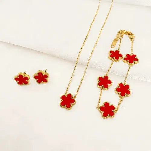 3Pcs Luxury Five Leaf Flower Pendant Necklace - Sexikinis Swim - Nestled Hill