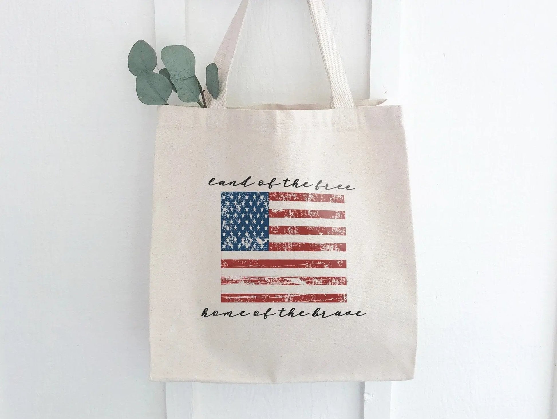 American Flag - Canvas Tote Bag White Helen