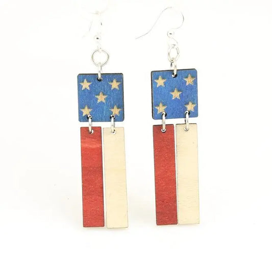 American Flag Earrings # 1473 Red Sunflower