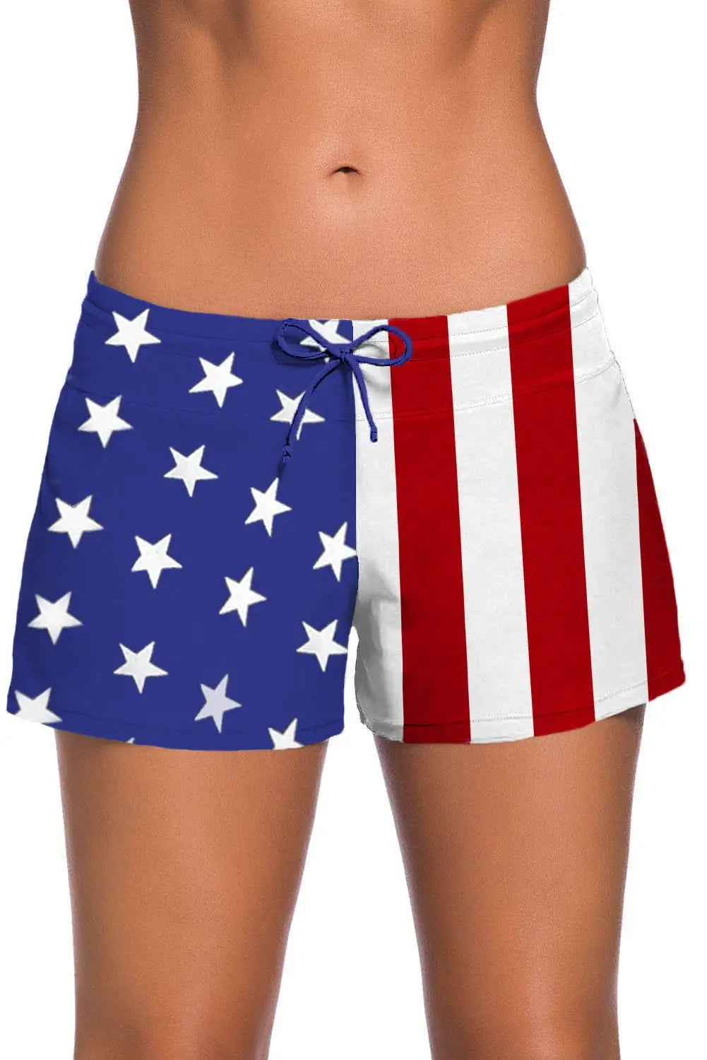 American Flag Women Swim Boardshort Teal Demeter