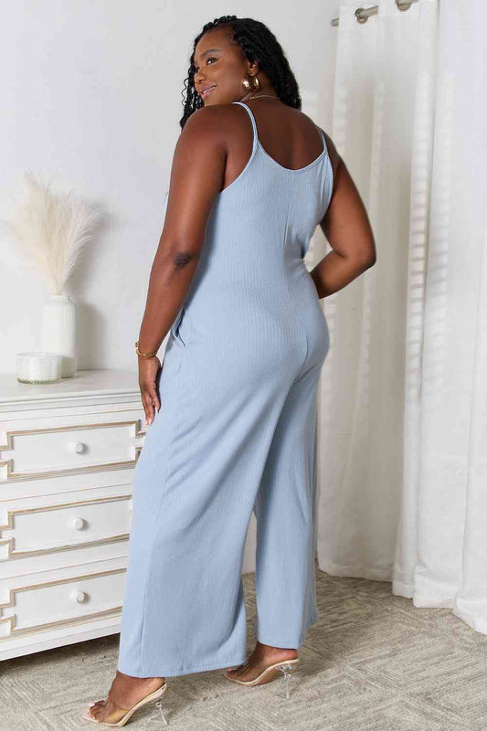 Basic Bae Full Size Spaghetti Strap V-Neck Jumpsuit - Nestled Hill