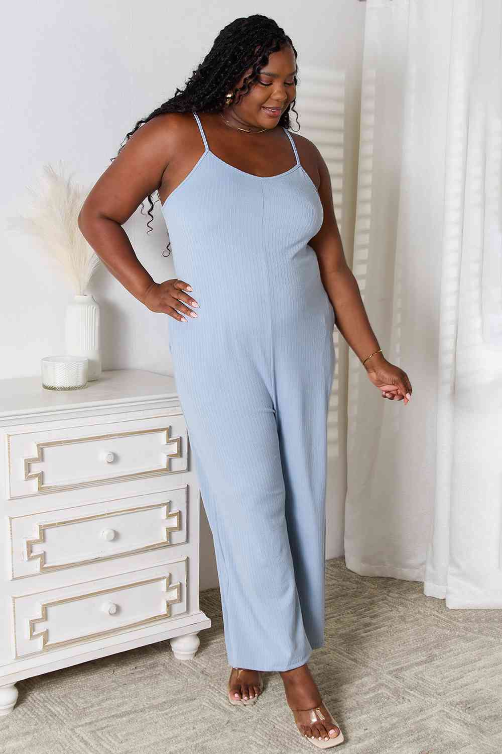 Basic Bae Full Size Spaghetti Strap V-Neck Jumpsuit - Nestled Hill