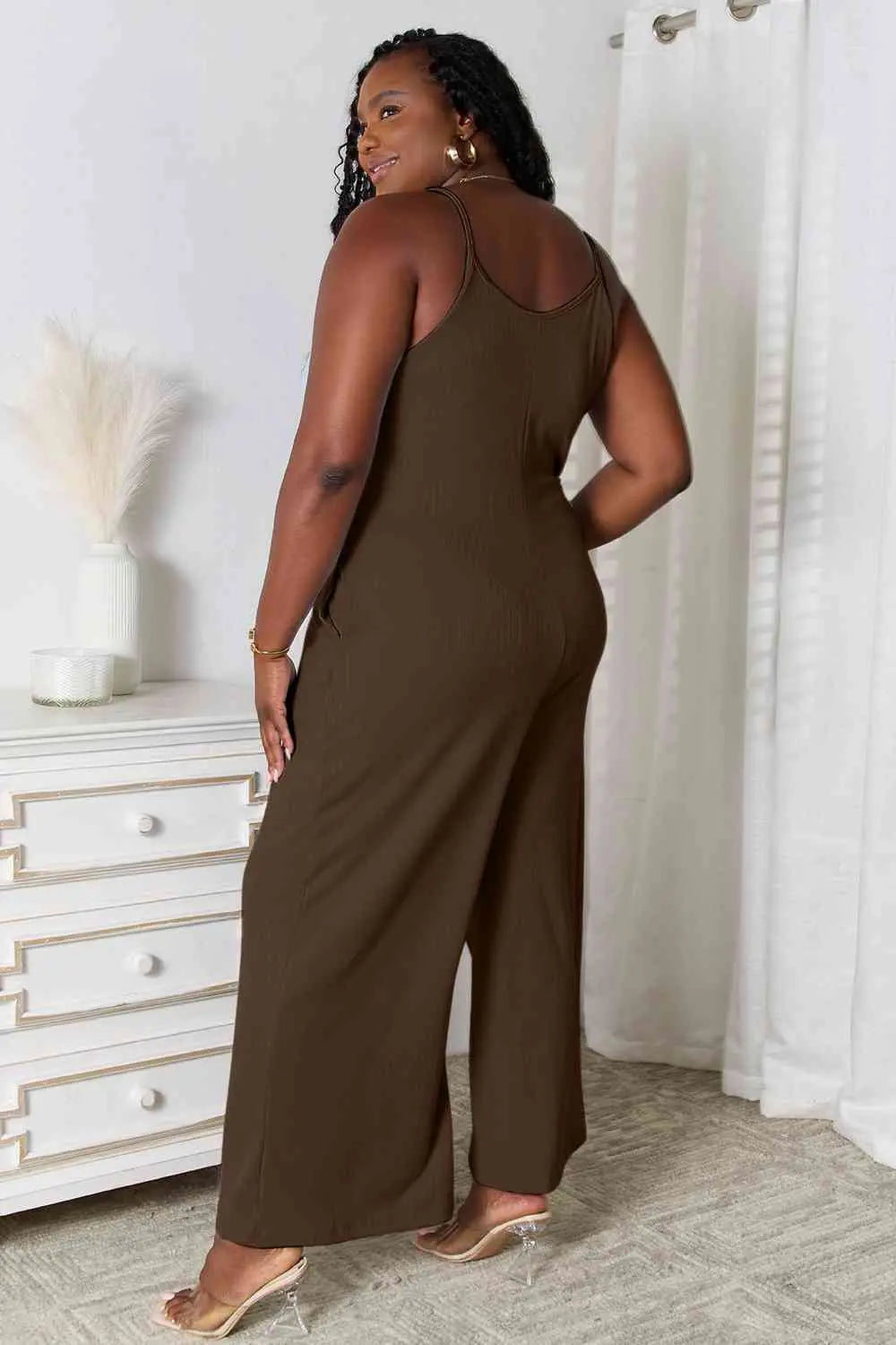 Basic Bae Full Size Spaghetti Strap V-Neck Jumpsuit - Nestled Hill