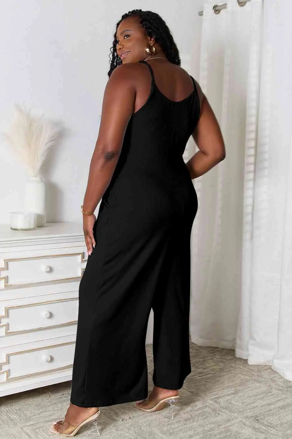 Basic Bae Full Size Spaghetti Strap V-Neck Jumpsuit - Nestled Hill