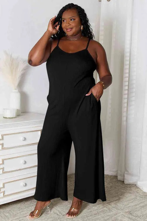 Basic Bae Full Size Spaghetti Strap V-Neck Jumpsuit - Nestled Hill