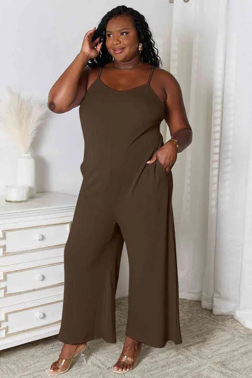 Basic Bae Full Size Spaghetti Strap V-Neck Jumpsuit - Nestled Hill