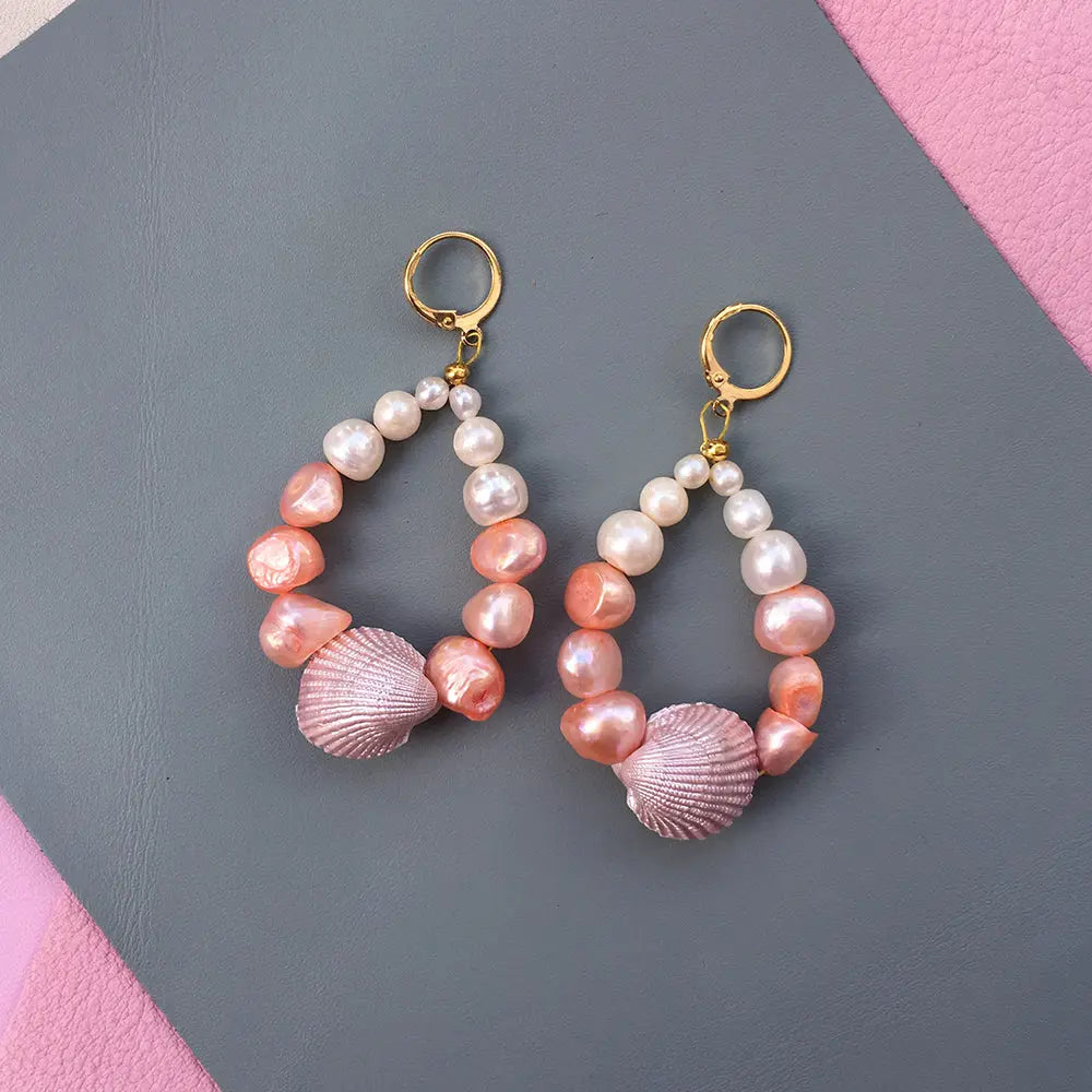 Candy Shell Pearl Earrings Yellow Athena