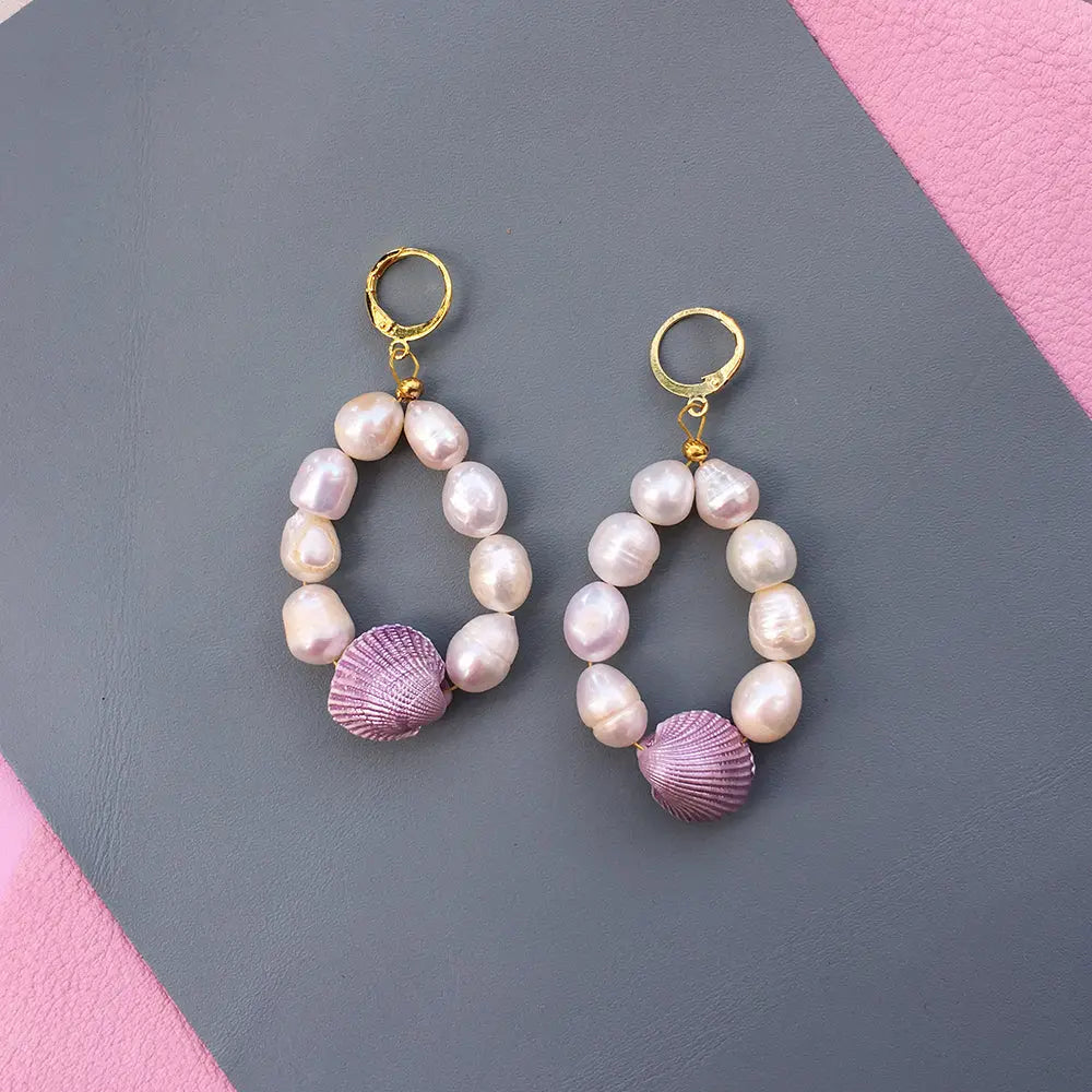 Candy Shell Pearl Earrings Yellow Athena