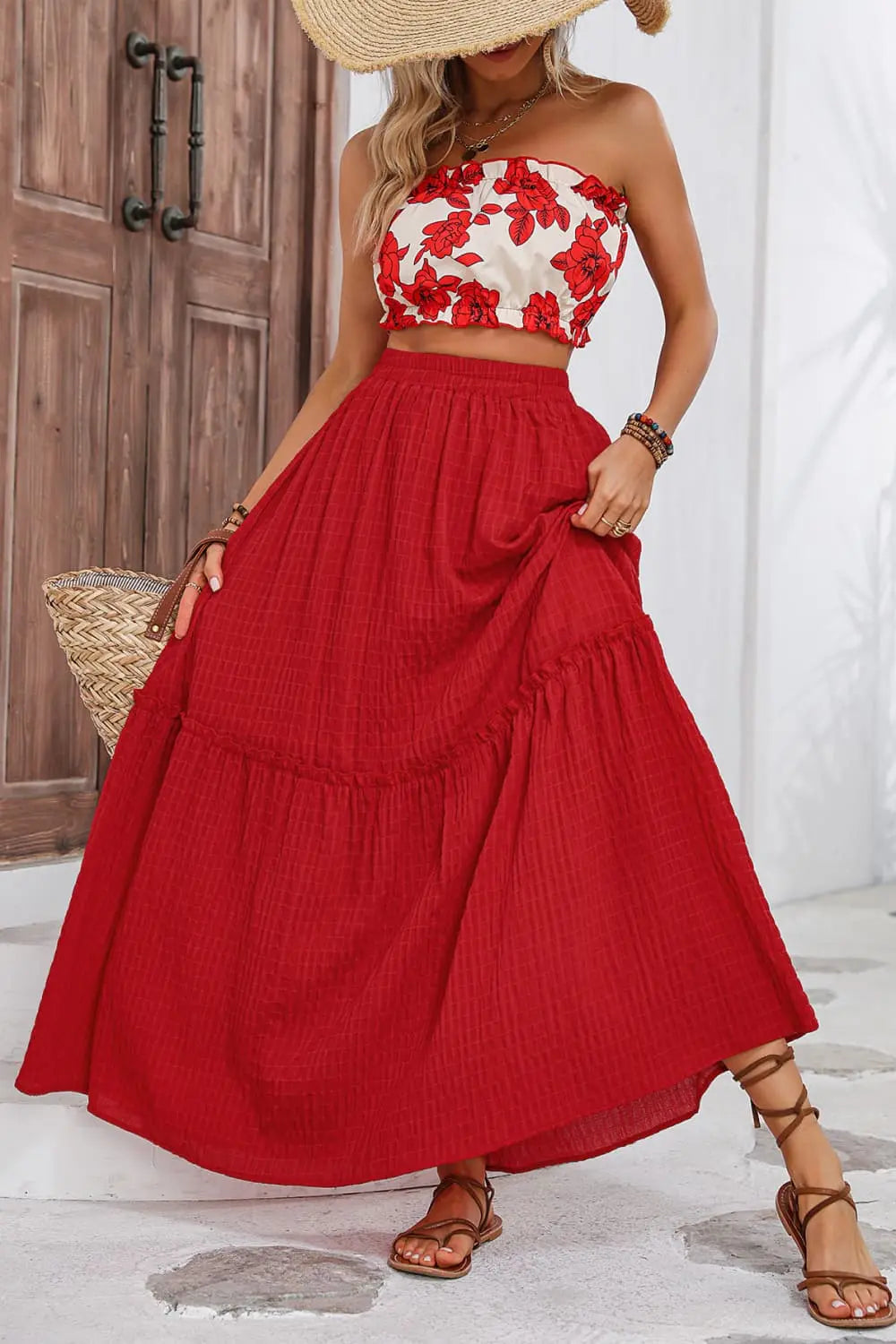 Floral Tube Top and Maxi Skirt Set - Nestled Hill