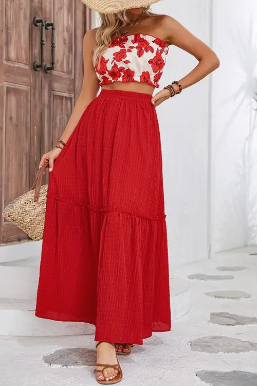 Floral Tube Top and Maxi Skirt Set - Nestled Hill