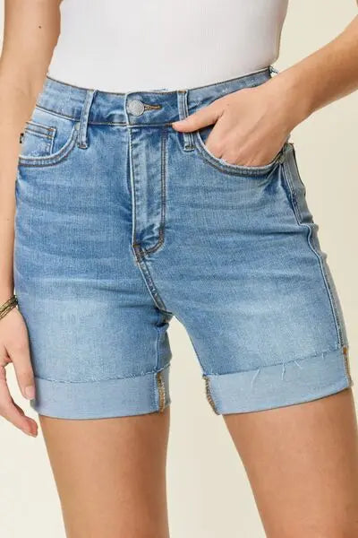 Judy Blue Full Size Tummy Control High Waist Denim Shorts - Nestled Hill