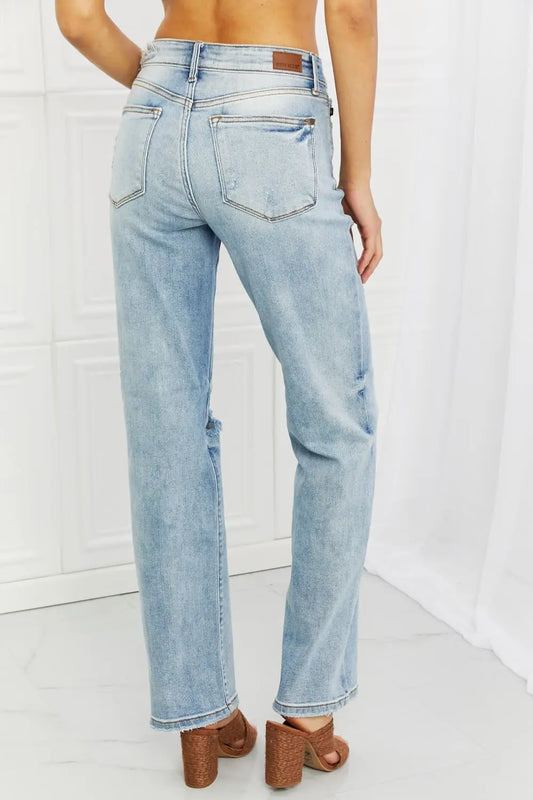 Judy Blue Natalie Full Size Distressed Straight Leg Jeans - Nestled Hill