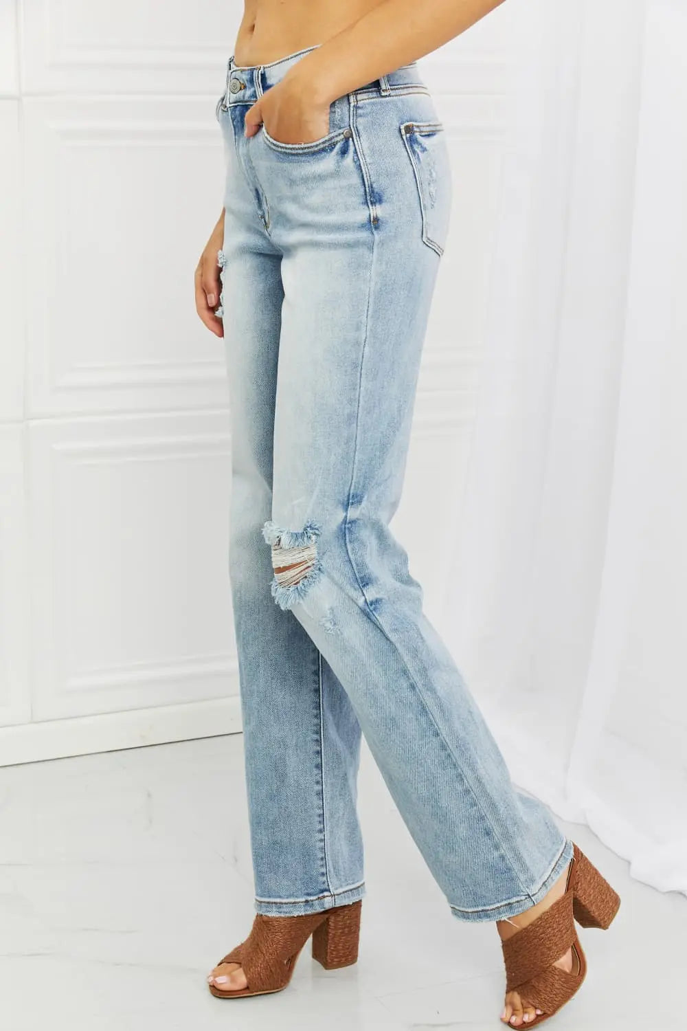 Judy Blue Natalie Full Size Distressed Straight Leg Jeans - Nestled Hill