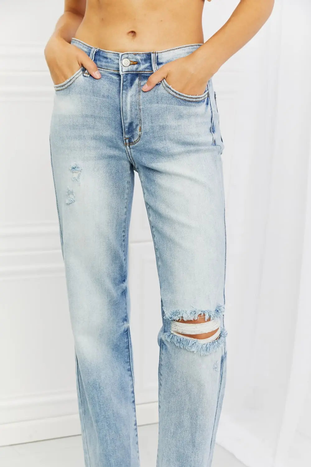 Judy Blue Natalie Full Size Distressed Straight Leg Jeans - Nestled Hill