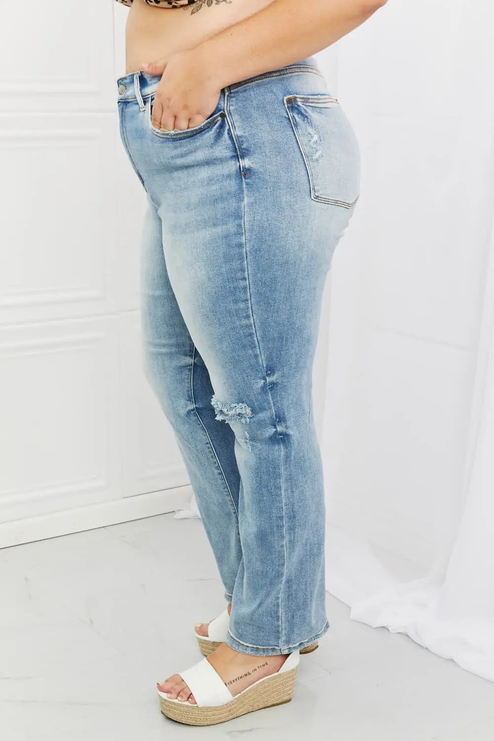 Judy Blue Natalie Full Size Distressed Straight Leg Jeans - Nestled Hill