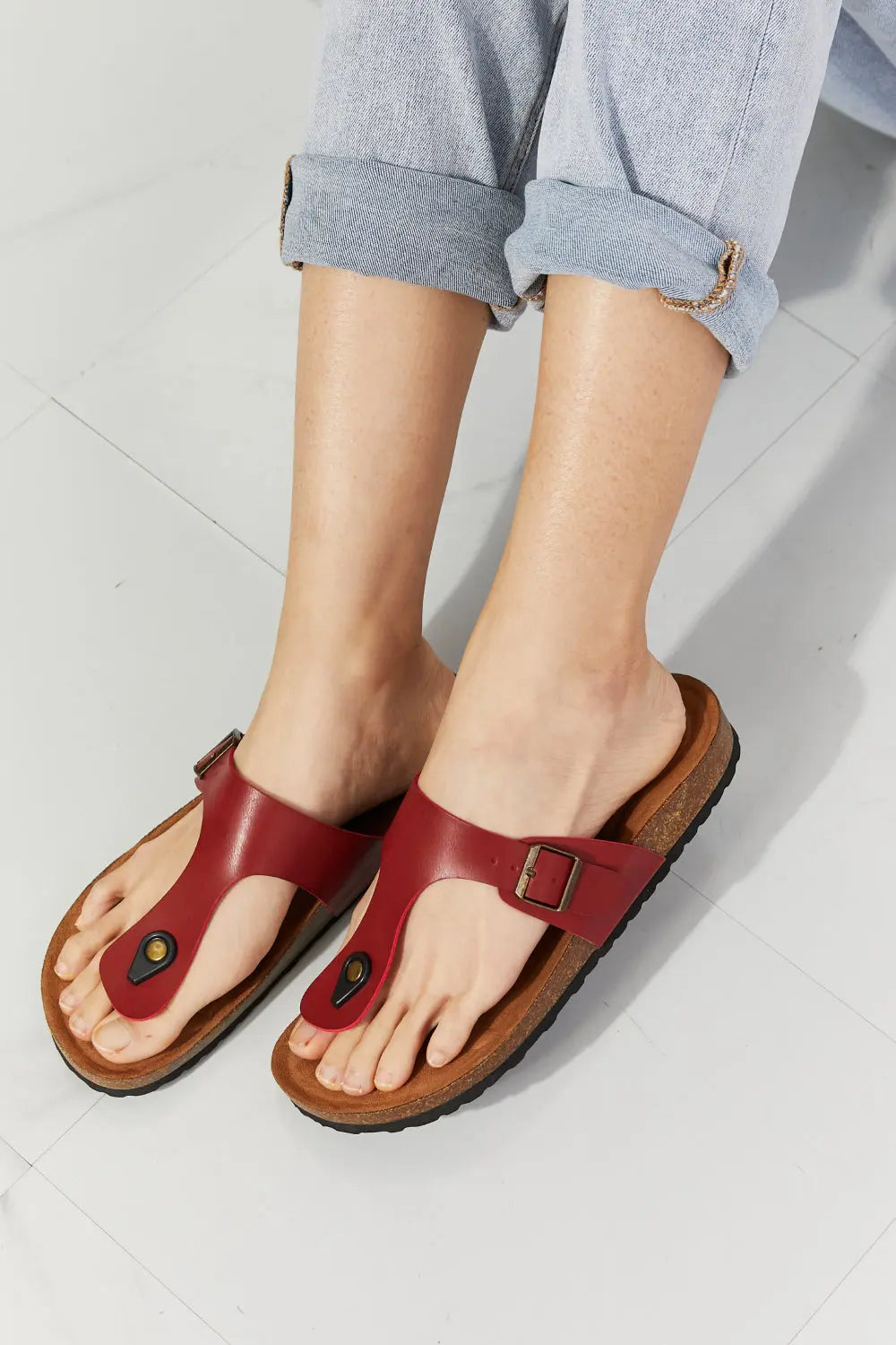 MMShoes Drift Away T-Strap Flip-Flop in Wine - Nestled Hill