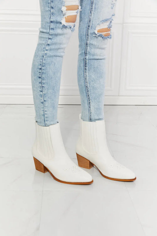 MMShoes Love the Journey Stacked Heel Chelsea Boot in White Red Styx