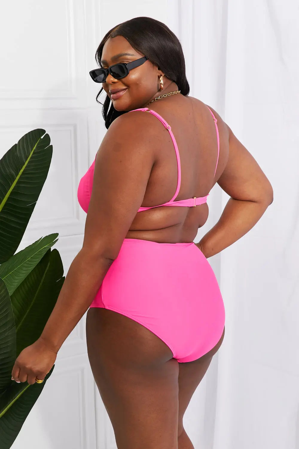 Marina West Swim Take A Dip Twist High-Rise Bikini in Pink - Nestled Hill