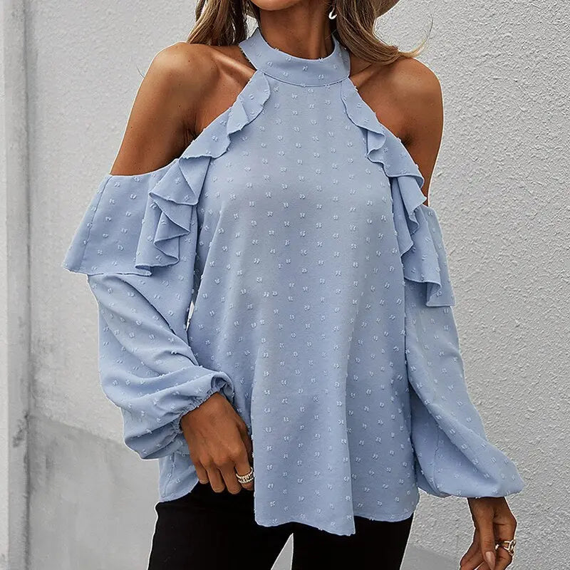 Off Shoulder Ruffles Blouse Silver Sam