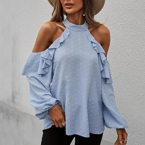 Off Shoulder Ruffles Blouse Silver Sam