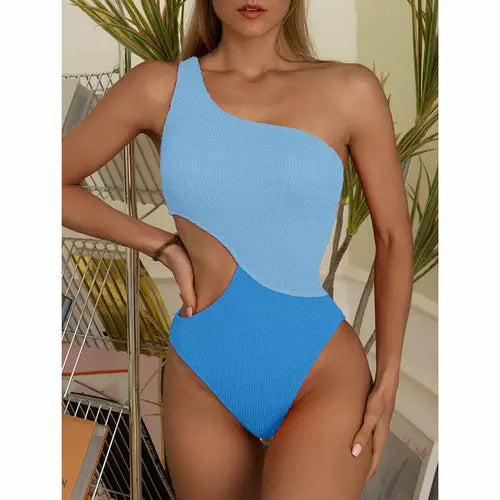 One Shoulder Women's Swimsuit One Piece Cut Out Sexy Swimwear - Nestled Hill