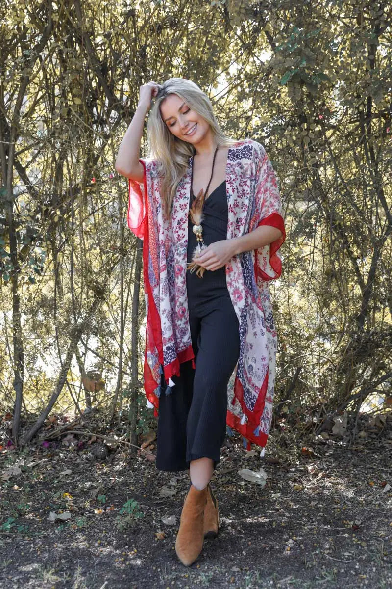 Paisley Floral Patchwork Kimono Periwinkle Aether