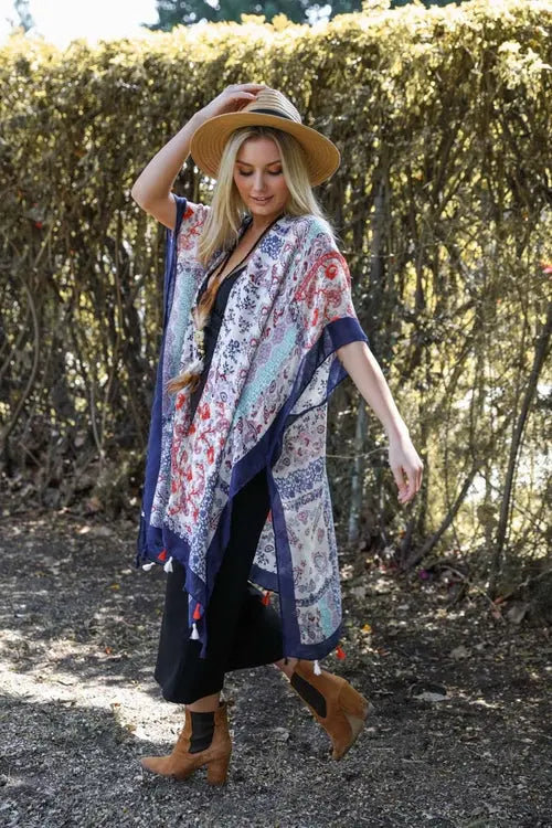 Paisley Floral Patchwork Kimono Periwinkle Aether