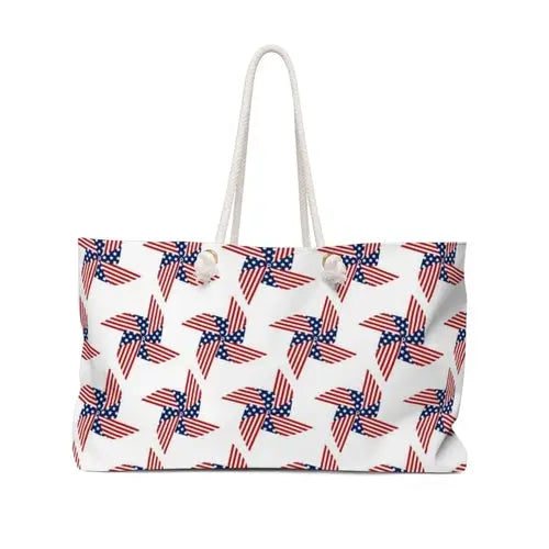 Weekender Tote Bag /   Red White Blue Grey Coco