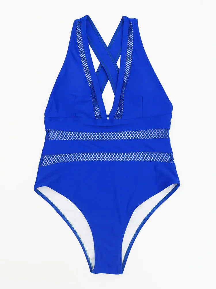 Sexy Mesh Patchwork Swimwear One Piece Swimsuit - Nestled Hill