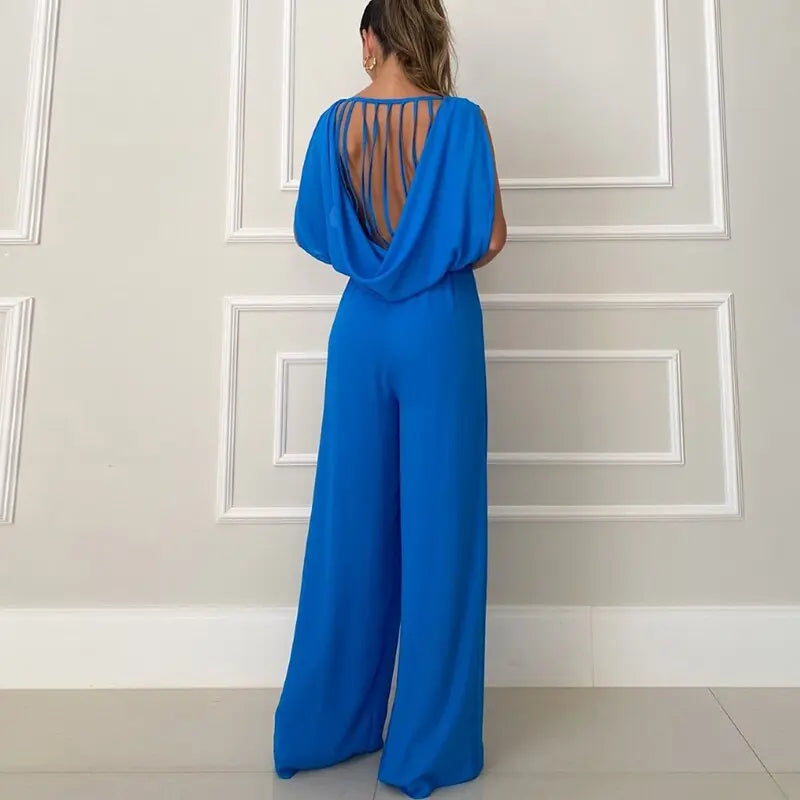 Solid Jumpsuit Big Backless Chic Party Romper - Nestled Hill