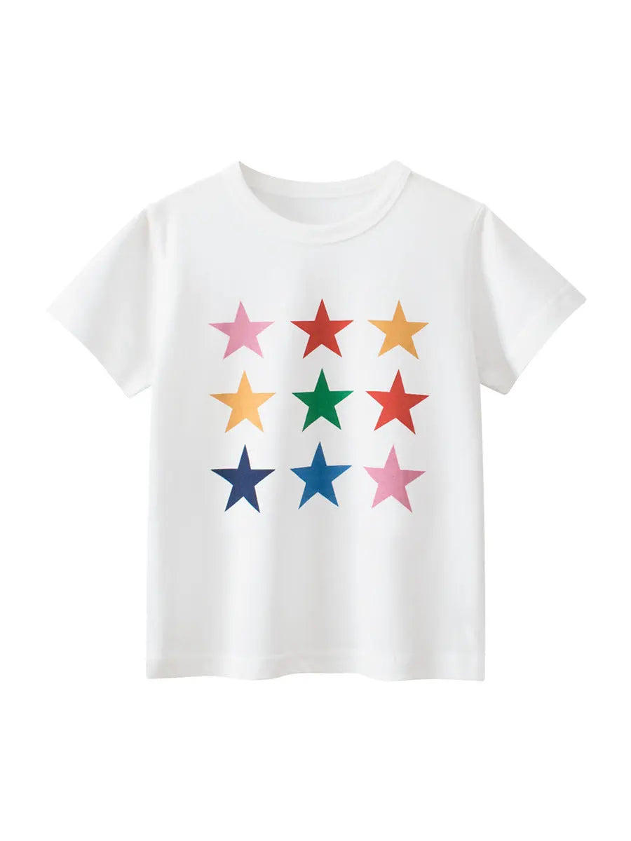 Stars Print Girls’ T-Shirt In European And American Style For Summer Chocolate Lily