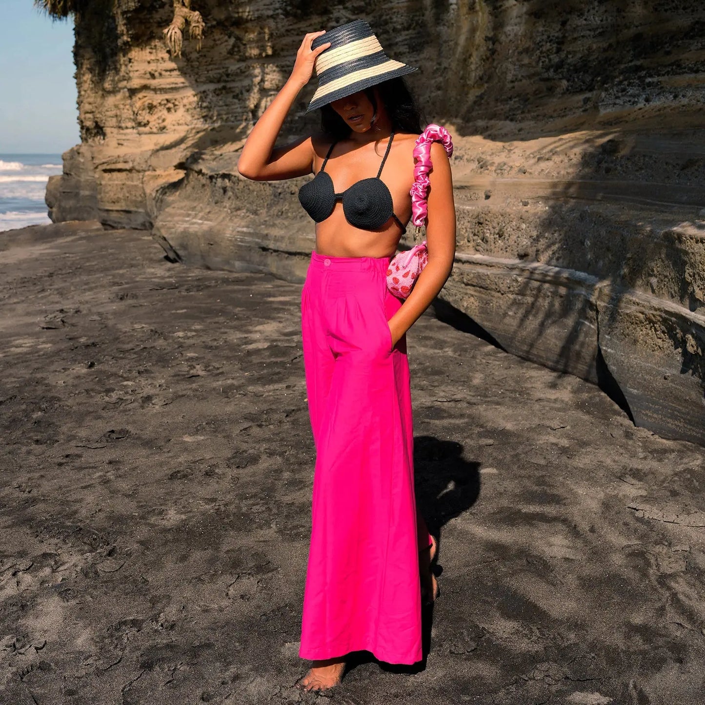 TAYLOR Wide-leg Palazzo Pants In Hot Pink - Nestled Hill