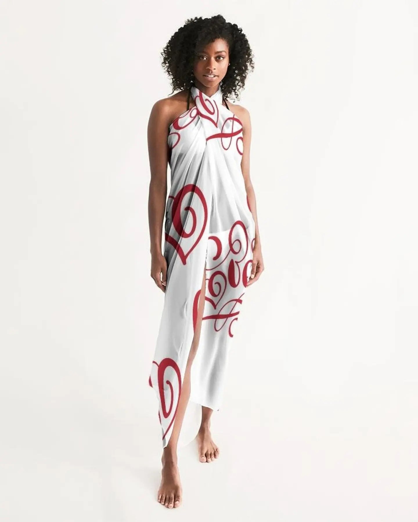 Sheer Sarong Swimsuit Cover Up Wrap / White And Red Abstract Grey Coco