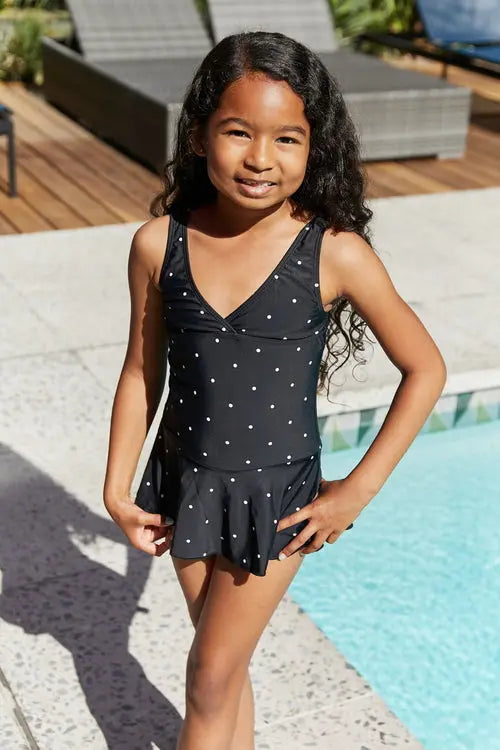 Marina West Swim Clear Waters Swim Dress in Black/White Dot - Nestled Hill