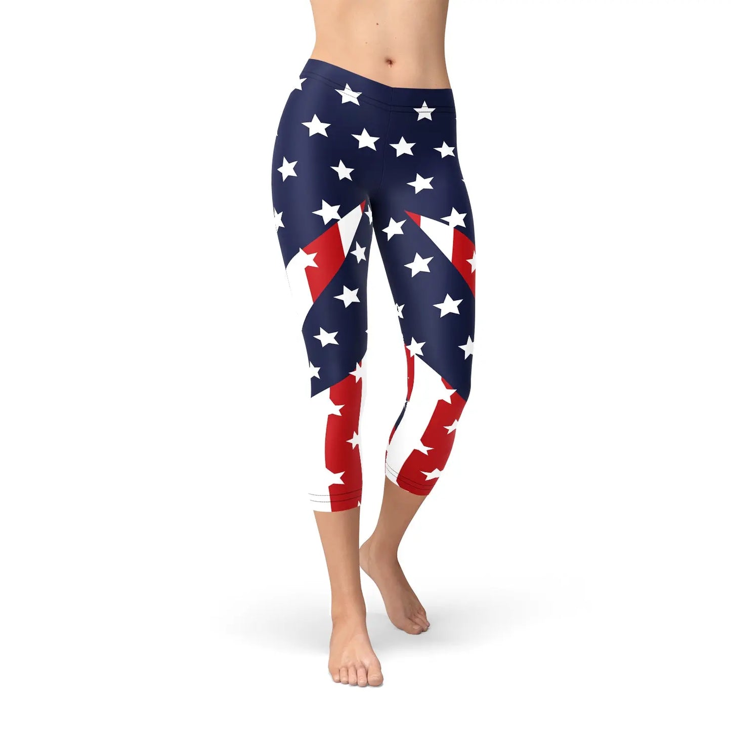 Womens American Flag Capri Leggings - Nestled Hill