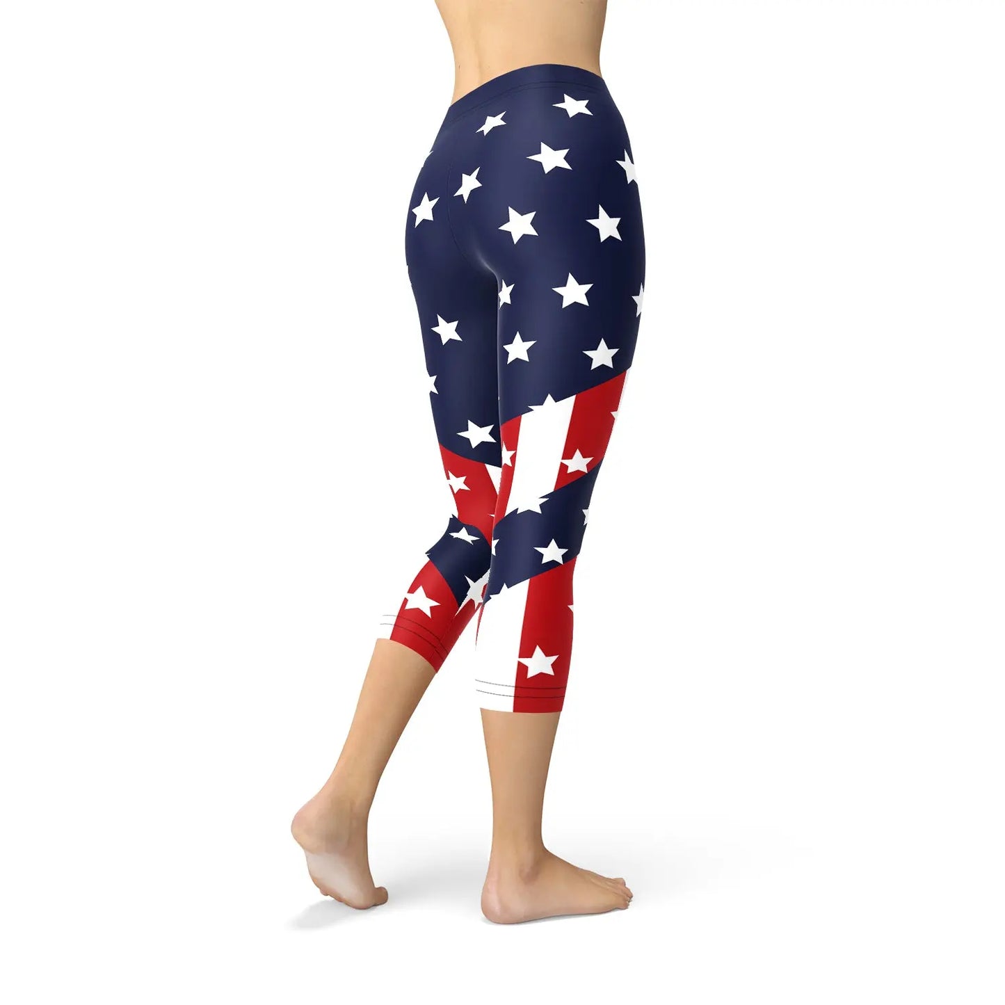 Womens American Flag Capri Leggings - Nestled Hill