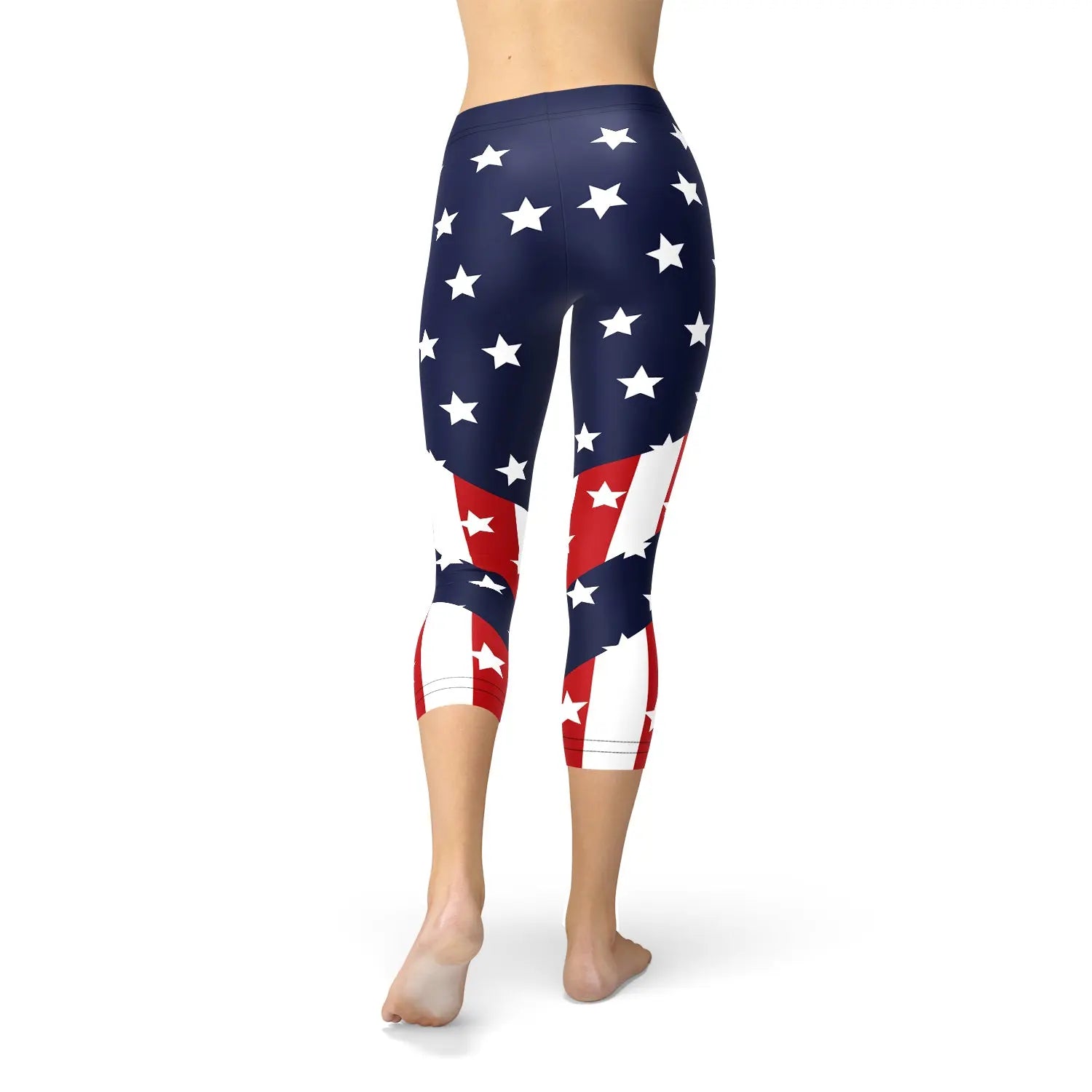 Womens American Flag Capri Leggings - Nestled Hill