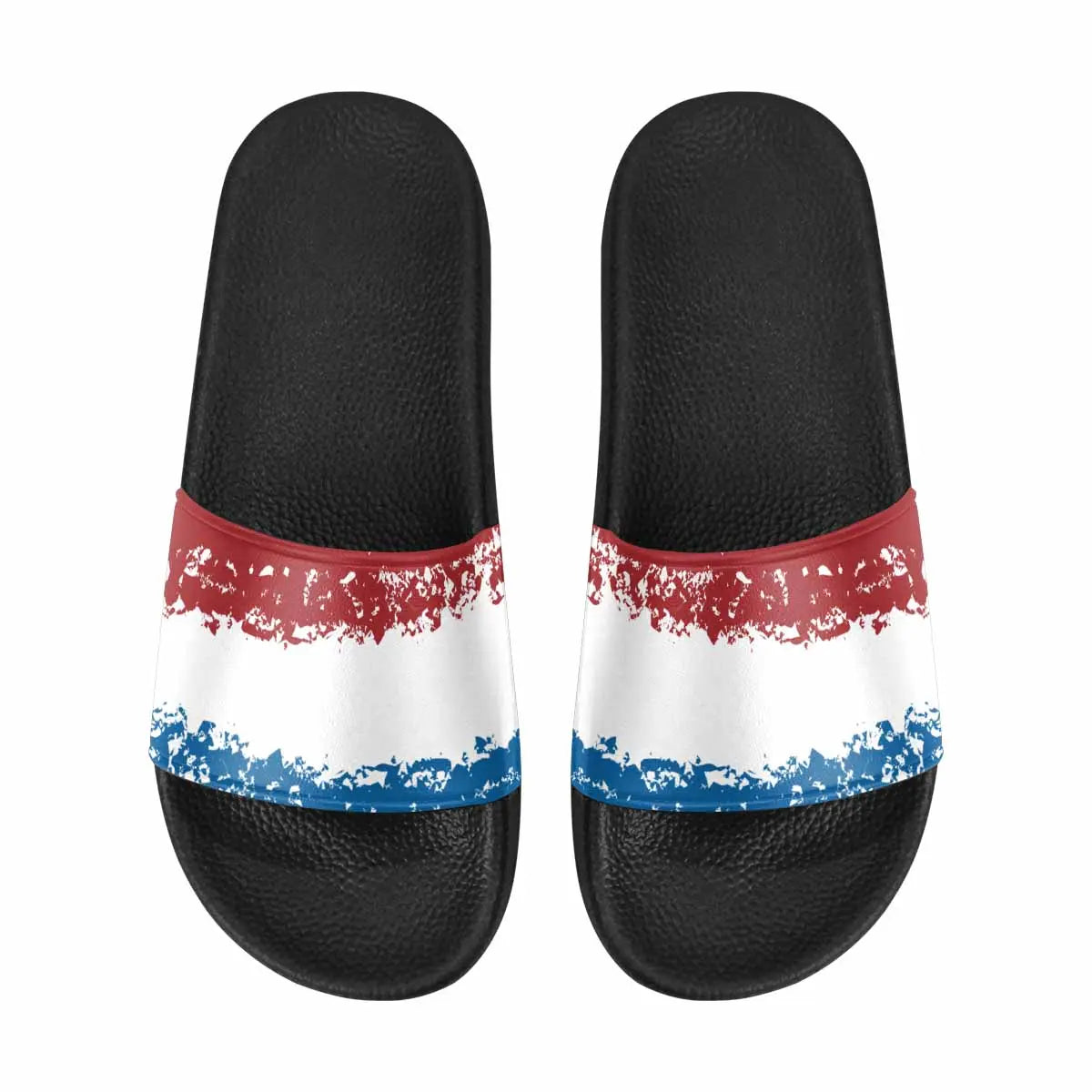 Womens Slide Sandals, Red White Blue Print - Nestled Hill