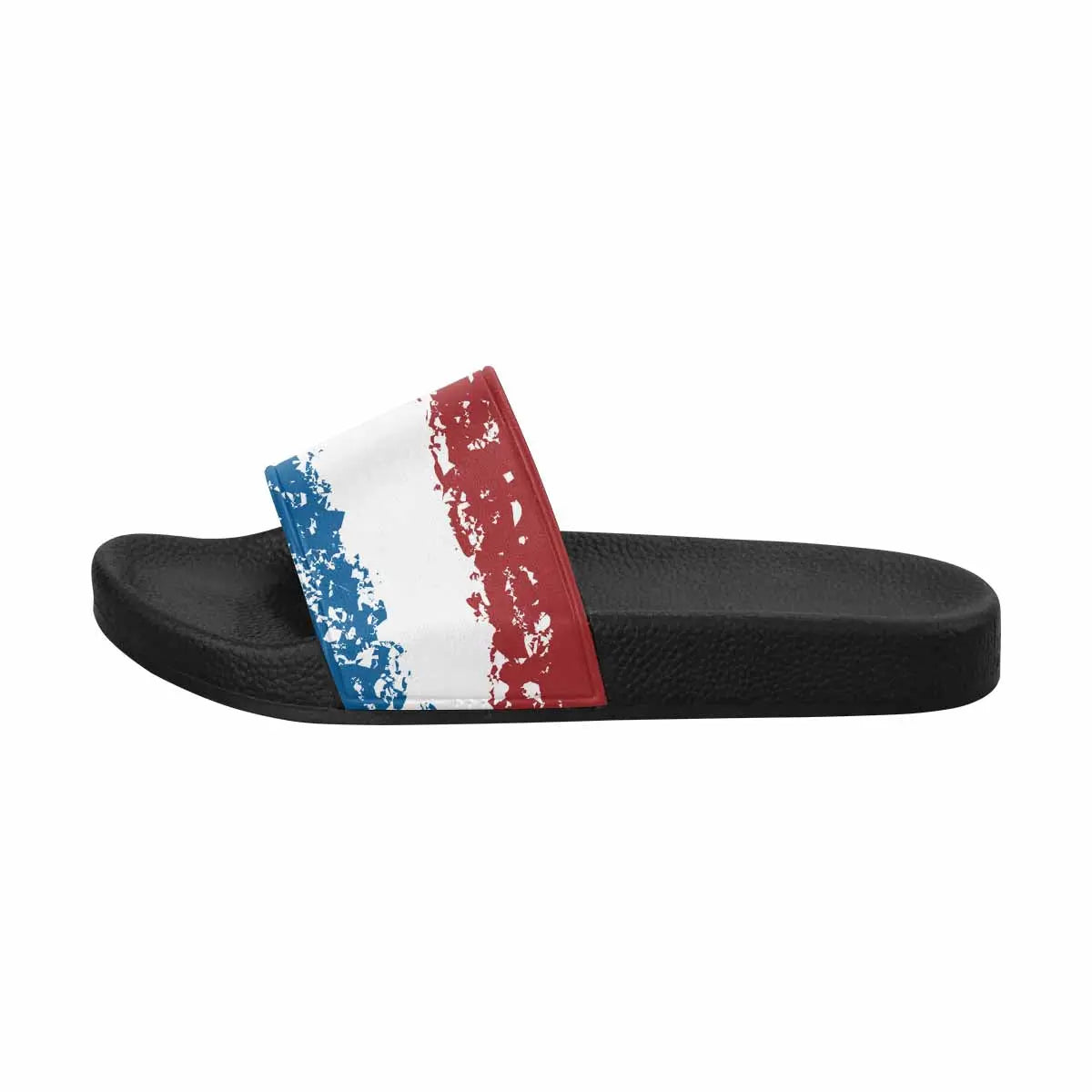 Womens Slide Sandals, Red White Blue Print - Nestled Hill