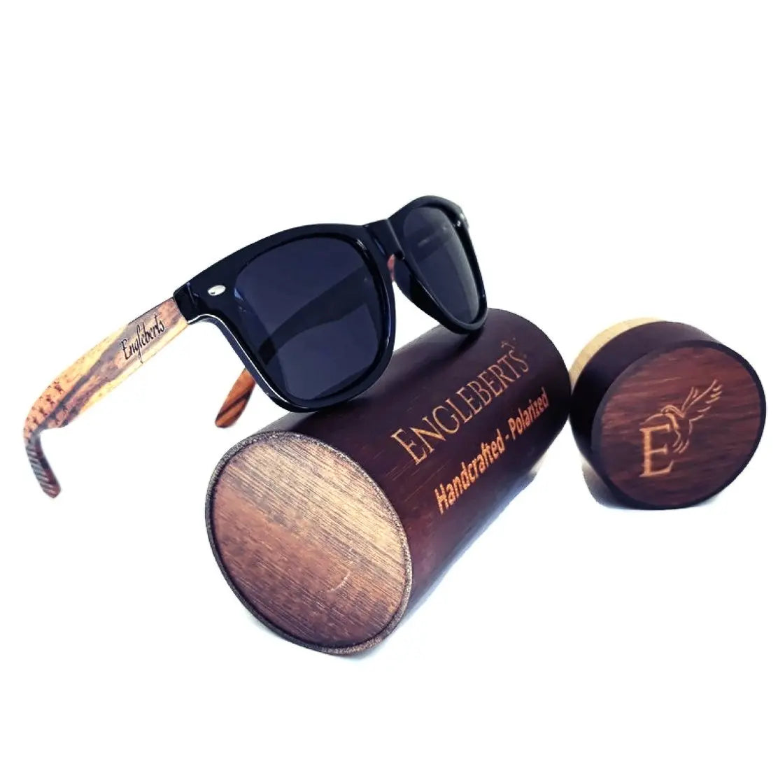 Zebrawood Sunglasses, Stars and Bars With Wooden Case, Polarized, - Nestled Hill