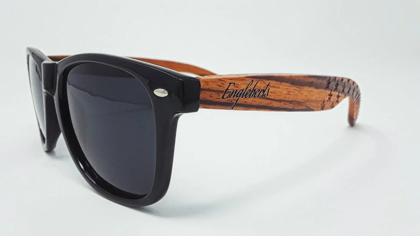 Zebrawood Sunglasses, Stars and Bars With Wooden Case, Polarized, - Nestled Hill